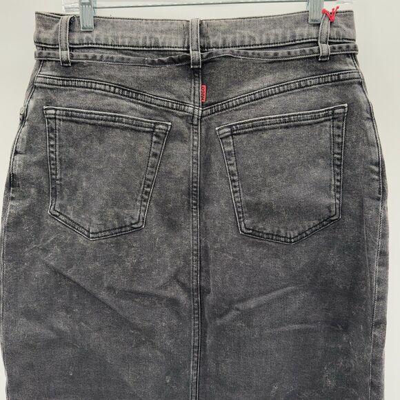 Hugo Boss Gatje Denim Maxi Skirt Large String Belt Front Slit Charcoal Gray NEW - Picture 9 of 14